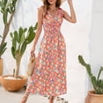 thumbnail image 2 of Wycnly Summer Dresses for Women Beach Fashion Elastic Waist A Line Tank Sundress 2025 Sleeveless V-Neck Floral Print Long Formal Dress Green s, 2 of 7
