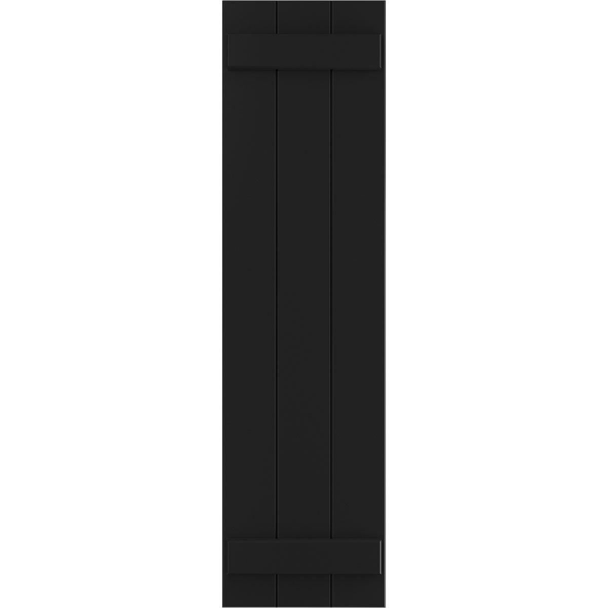 Ekena Millwork 16 1/8"W x 51"H True Fit PVC Three Board Joined Board-n-Batten Shutters, Black (Per Pair - Hardware Not Included)