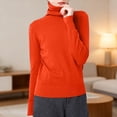 thumbnail image 2 of Knit Sweater Turtleneck Pullover Slim Fit Soft Warm Winter Top Casual Versatile Basic Outfit, 2 of 4