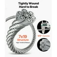 thumbnail image 3 of KFFKFF 1/4 Inch Wire Rope, 250 ft Length, Zinc Galvanized Carbon Steel Cable with Gloves, 7000 lbs Breaking Strength, 3 of 9