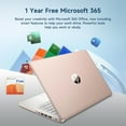 thumbnail image 6 of HP 14" Ultra Thin Laptop, Intel Quad-Core Processor, 8GB RAM, 256GB (128GB eMMC+128GB SD Card), Windows 11 Home, 1 Year Microsoft Office 365, Lightweight Notebook for Work or School, Gift Set(Pink), 6 of 7