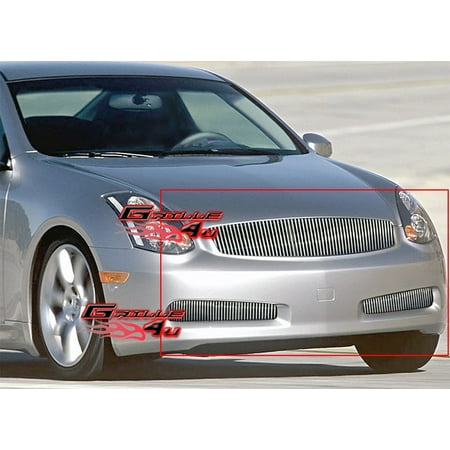 Grille Coupe - Fits 03-07 Infiniti G35 Coupe Vertical Billet Grille Combo #N19-V06978N