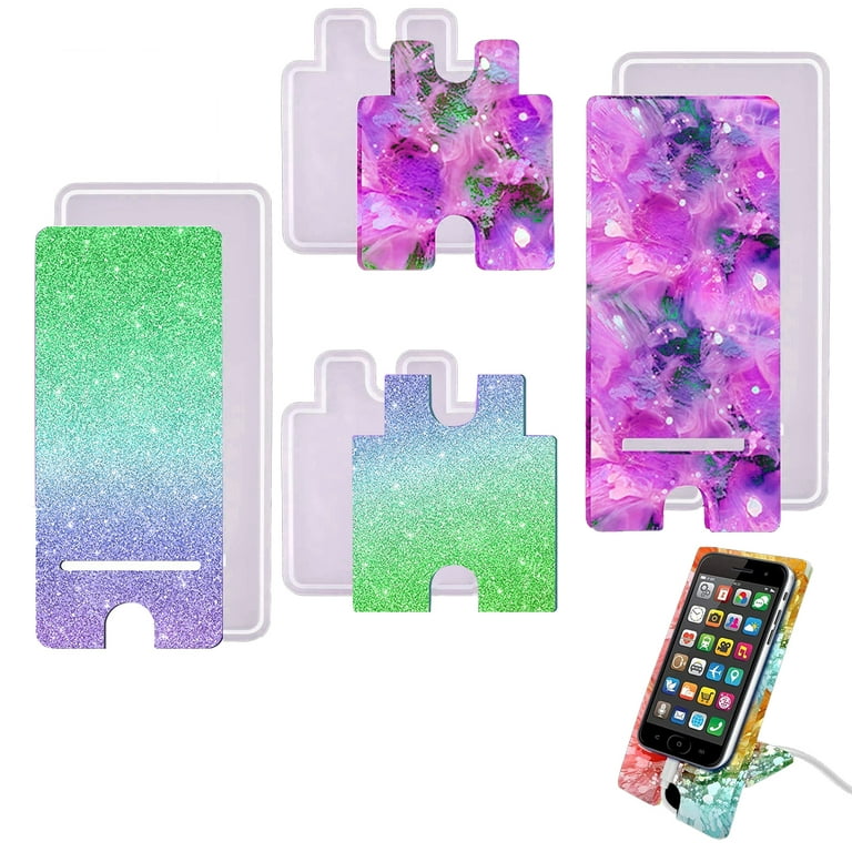 Deyuer 2 Set Cell Phone Stand,Resin Mold Silicone Tablet Holder,Epoxy  Casting Moulds for DIY Craft Bracket 