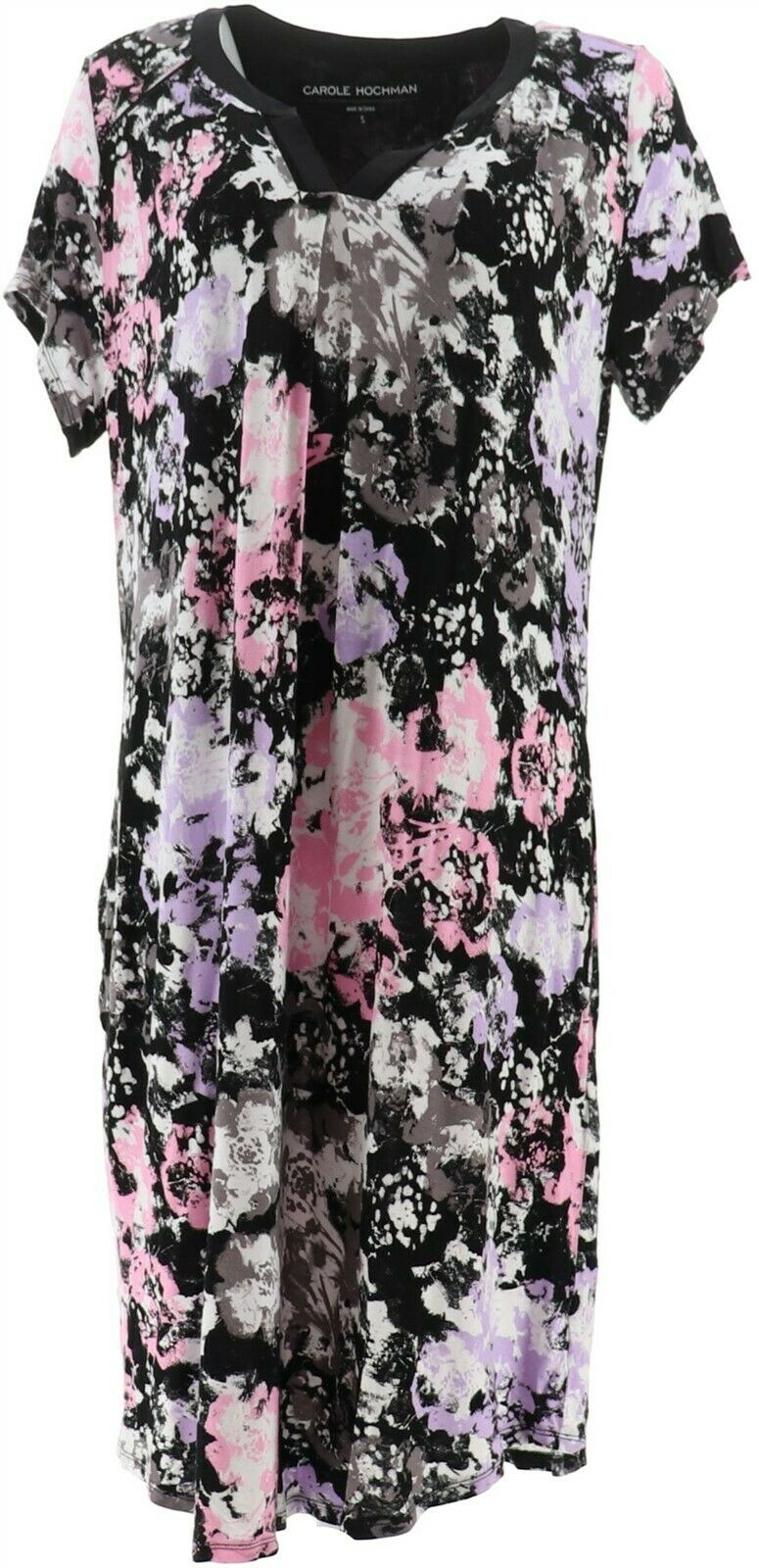 Carole Hochman Wood Block Floral Rayon Spandex Sleepshirt Set Teal M NEW A302156