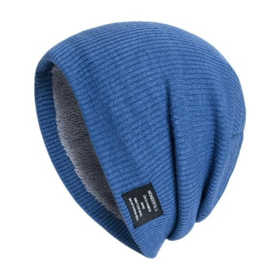 Prolriy Hat and Scarf Set for Women, Men's and Women's Knitted Hats Autumn and Winter Outdoor Solid Color Windproof Warm Pullover Hat Cold Hat Hats for Men Blue