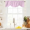 thumbnail image 3 of Pink Grid Tie Up Valance Curtains for Windows, Kitchen Curtains Window Treatments, Checkered Plaid Gingham Lattice Trellis Print Short Window Shades Valances for Bedroom Bathroom Cafe 54"x18", 3 of 8