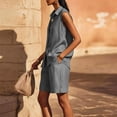 thumbnail image 5 of Sokhug Womens 2-Piece Outfit Sets Sleeveless Top Button-Down Shirt and Wide Leg Bermuda Summer Shorts Sets, 5 of 7