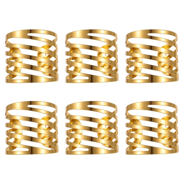 6pcs Anillo de servilleta simple de 6pcs Anillo de servilleta de boda Cena de metal Hebilla de servilleta (Dorado)