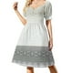 thumbnail image 1 of Vestido de manga corta gris blanco crema adornado con llave griega vestidos para ocasis formales para mujer vestido largo de estilo coreano, 1 of 6
