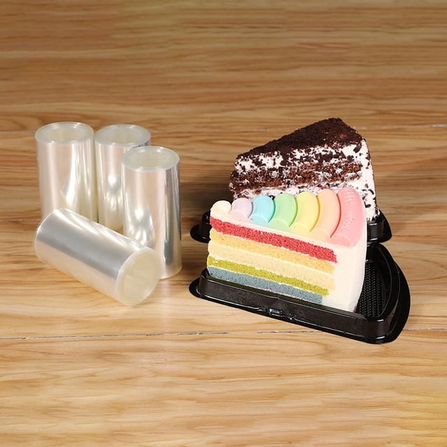 Envase de plástico PET grueso para hornear con borde de mousse transparente y borde duro para decoración de tartas de cumpleaños