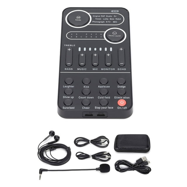 GUYUTING Live Sound Card DSP Reverb ABS Material 13 Electronic Sound Modes For IOS Devices Computers Tablets Live Streaming Goods