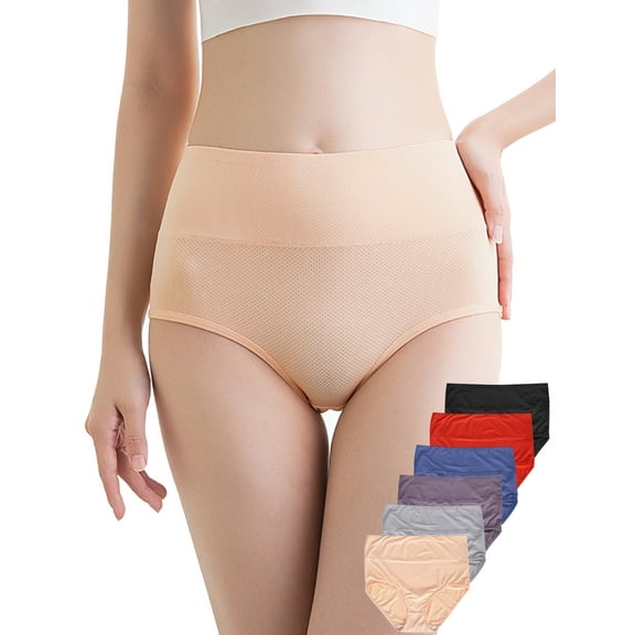 GaaiKei Women's High Waisted Underwear Breathable Mesh Briefs Panties Pack of 6, Size 5