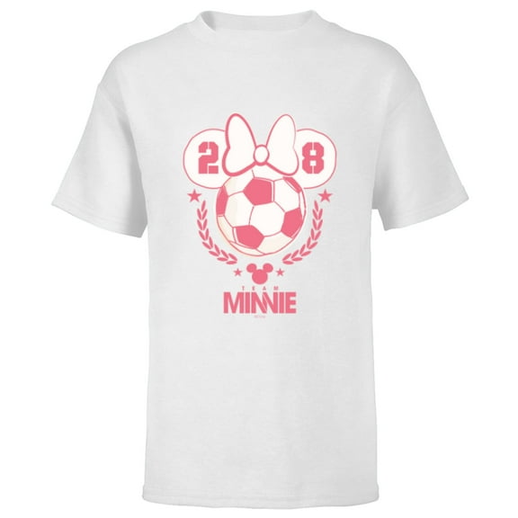 Disney Minnie Mouse Sports Soccer Team Minnie 28 Football - Short Sleeve T-Shirt for Kids - Customized-White