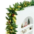 Longrv 9 FT Christmas Prelit Garland Decorations, 50 LED Warm Lights Battery Operated Lighted