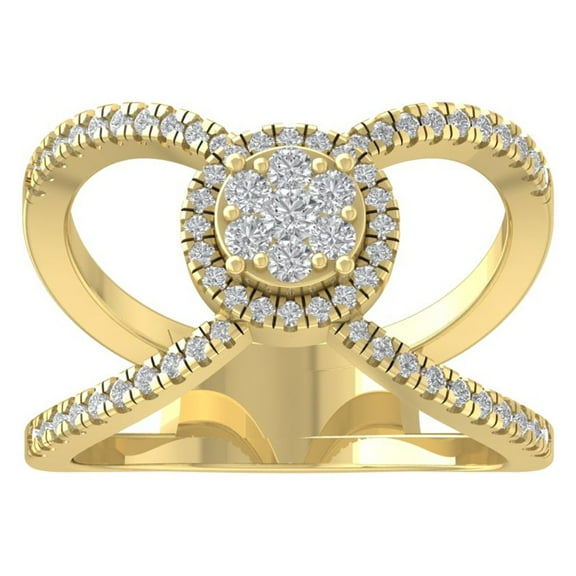 ARAIYA FINE JEWELRY 10K Yellow Gold Lab Grown Diamond Space Band Ring (1/2 cttw, D-F Color, VS Clarity), Size 7