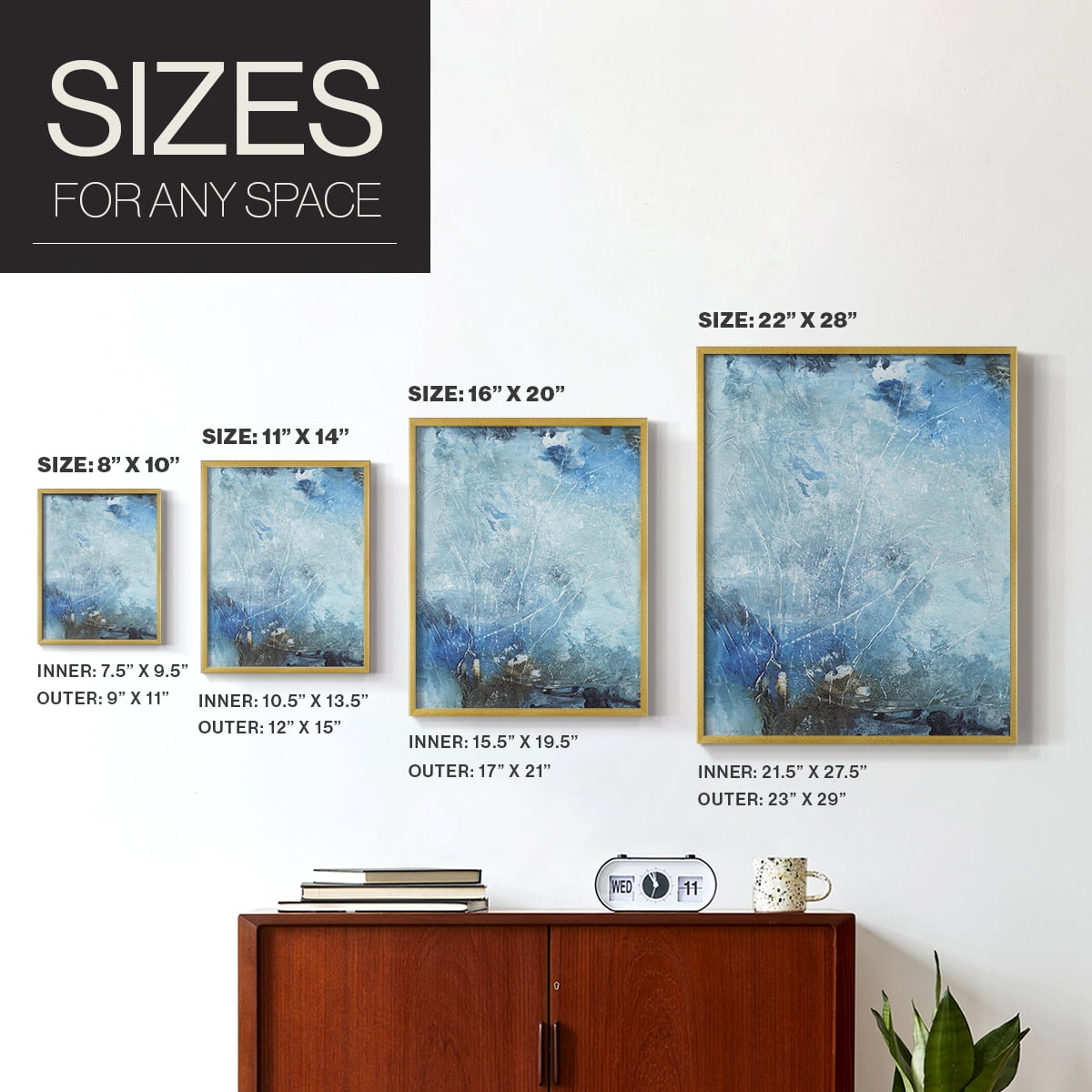 Coastal Seas III Framed Print in Gold Solid Wood Framed Print No Nail Hanging