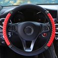 thumbnail image 2 of Cubierta elástica antideslizante para volante de automóvil JAMW cuero de diamantes de imitación rojo, 2 of 5