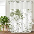 thumbnail image 3 of Sage Green Flower No Hook Shower Curtain Waterproof, Bathroom Curtains with Snap in Liners and See Through Top Window, Watercolor Gradient Retro Floral Hotel Style Bathtub Curtains Shower 48"Wx72"L, 3 of 8