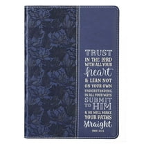 Christian Art Gifts Classic Journal Trust in the Lord Proverbs 3:5 Bible Verse, Inspirational Scripture Notebook, Ribbon Marker, Navy Faux Leather Flexcover, 336 Ruled Pages