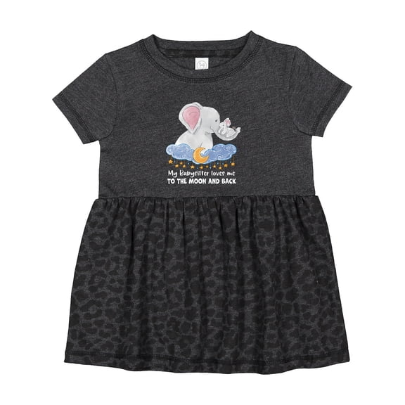 Inktastic My Babysitter Loves Me to the Moon and Back Elephant Family Girls Baby Dress