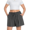 thumbnail image 4 of Cueply Women's Plus Size Shorts Casual Elastic Waist Ruffle Belted Shorts Adjustable Tie Knot Short for Women with Pockets, 4 of 9