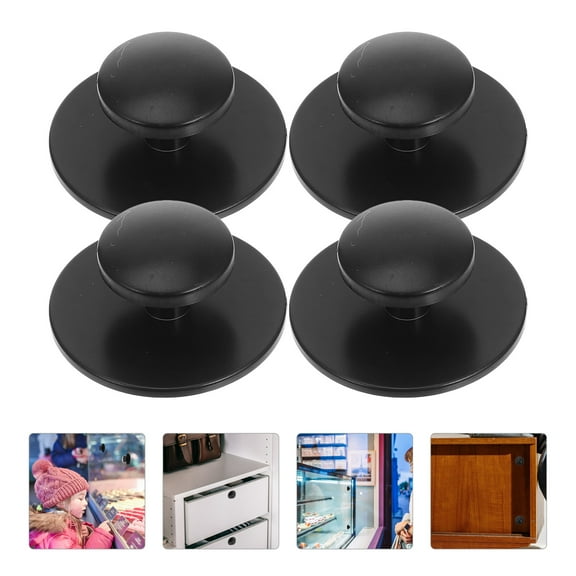 WEUVEB 10Pcs Self Adhesive Drawer Pulls Black Round Cabinet Handles for Easy Installation and Home Decoration