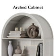 thumbnail image 4 of Aisword 71" Tall Arched Bookcases, 5-Tier Modern Farmhouse Bookshelf with Adjustable Shelves & Sliding Doors, Wood Display Storage Cabinet for Living Room, Office, White, 4 of 7