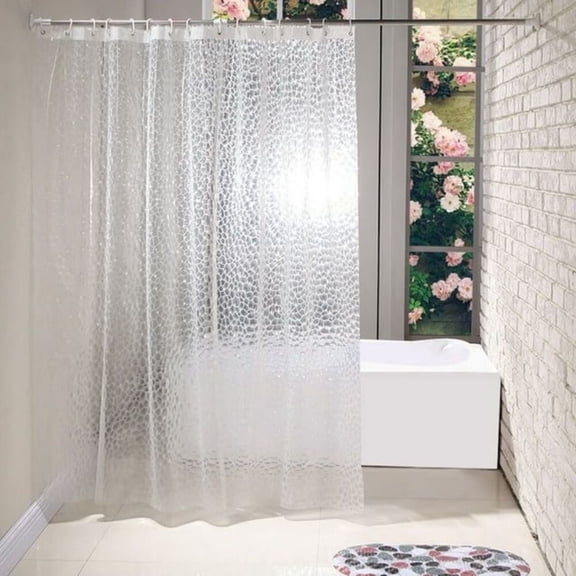 SHUWND 3D Water Cube Shower Curtain Liner, Clear Eva Shower Curtain with Bottom Magnets, Heavy Duty, 72x78 Inch, Semi Transparent