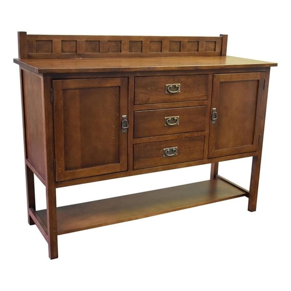 Crafters and Weavers Arts and Crafts 2-Door Solid Wood Sideboard in Walnut