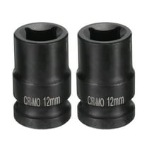 2pcs 4 Point Square Socket 1/2" Drive 12mm Metric CR-MO Impact Wheel Socket