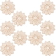 thumbnail image 2 of 10 piezas de 1,9 pulgadas de incrustaciones de madera, apliques de madera, calcomanías de flores talladas, tallas sin pintar, pequeñas piezas de adorno, apliques de borde de esquina, manualidades,, 2 of 8