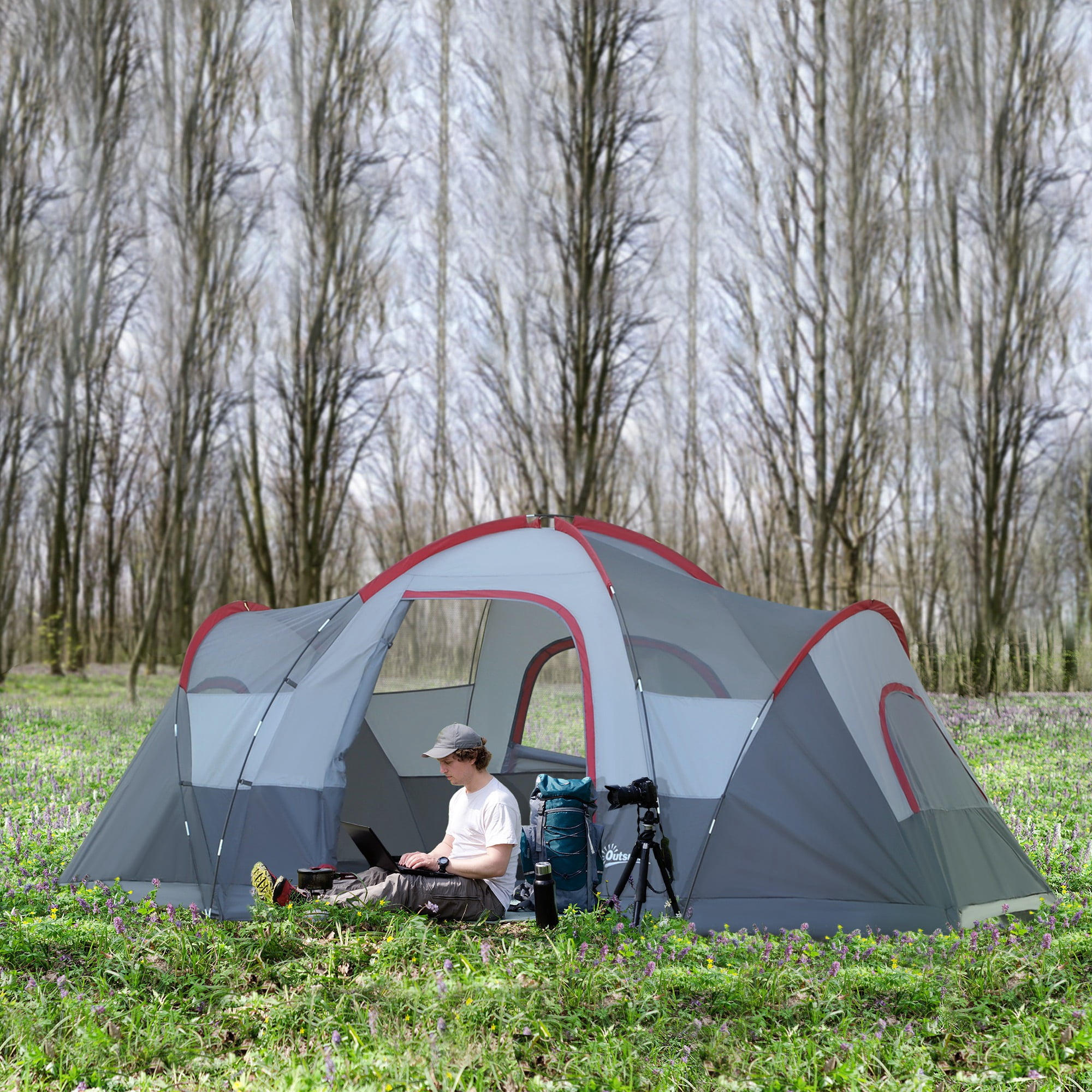 Outsunny Outdoor Camping Tent For 5-6 W 
