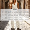 thumbnail image 3 of Women's Jumpsuits V Neck Sleeveless Wide Leg Pants Tie Waist High Waisted Summer Casual Vacation Beach Wedding Guest Dressy with Pockets White, 3 of 8