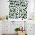 thumbnail image 3 of Bees Kitchen Curtains Valances and Tiers Set of 3 Yellow Blue Leaves Bee Green Texture Tier Curtains and Valance with Rod Pocket for Small Windows, 27.5"x24", 3 of 9