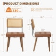 thumbnail image 3 of Chic brown pu leather dining chair: natural rattan design con forrado seat & solid wood back, 3 of 8