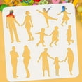 thumbnail image 3 of 1pc Small Figures Stencil 11.8x11.8inch Square Painting Stencil Family Stencil Couples Template Family Member Silhouette Stencil Plastic PET Stencil for Floor Wall Door Furniture, 3 of 5