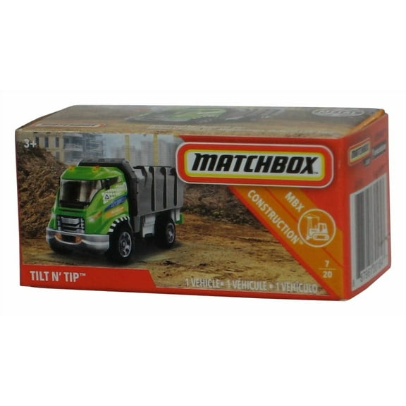 Matchbox MBX Construction (2018) Power Grabs Box Green Tilt 'N Tip Garbage Truck Toy 7/20