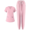 thumbnail image 2 of Minjewel Women's Short Sleeve Scrubs for Women Set with Pockets, Professional & Breathable Scrub Set for Nurses & Caregivers,Pink M, 2 of 6