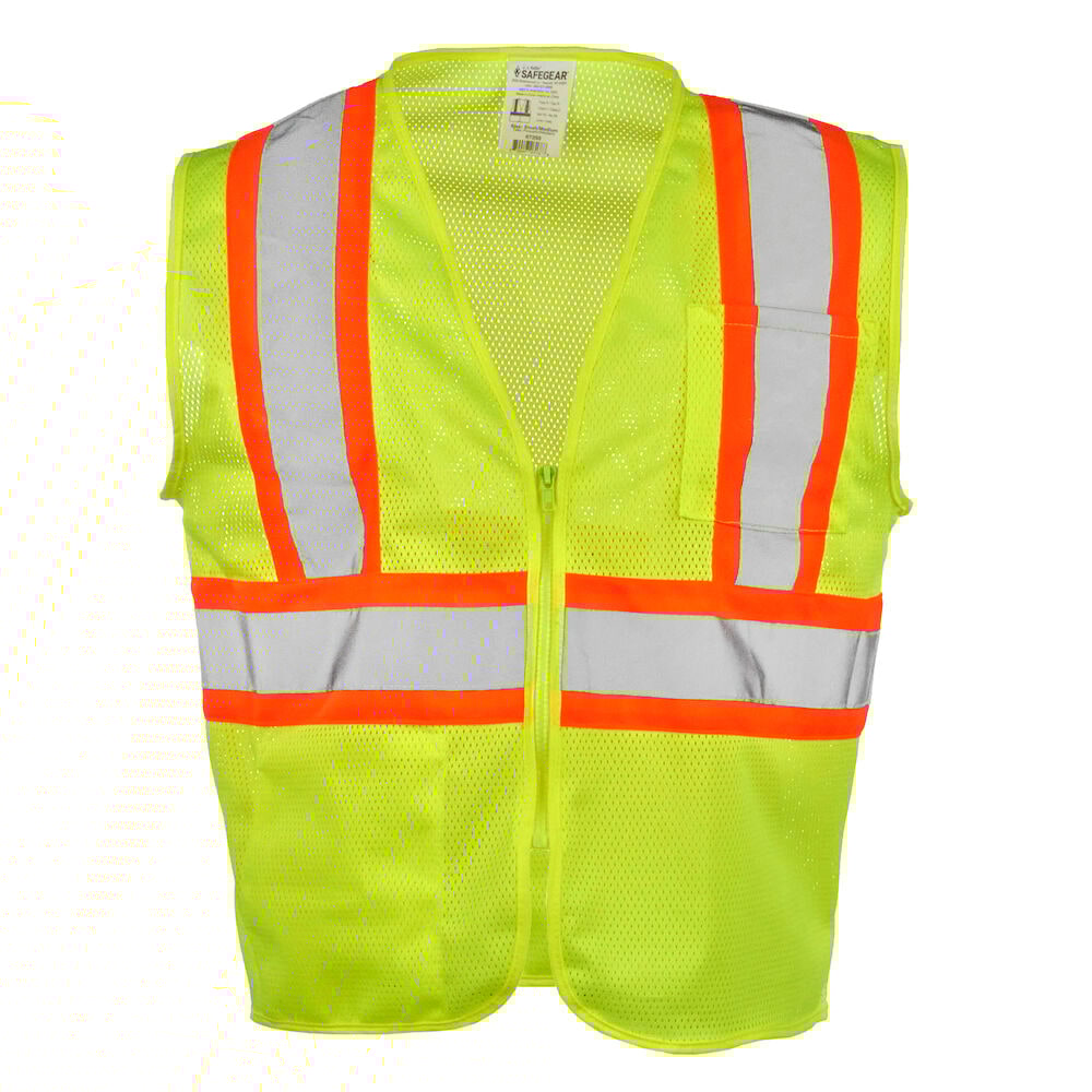 Hi-Vis Safety Vest, Two Toned, Type R Class 2, Lime, LG/XL, SAFEGEAR