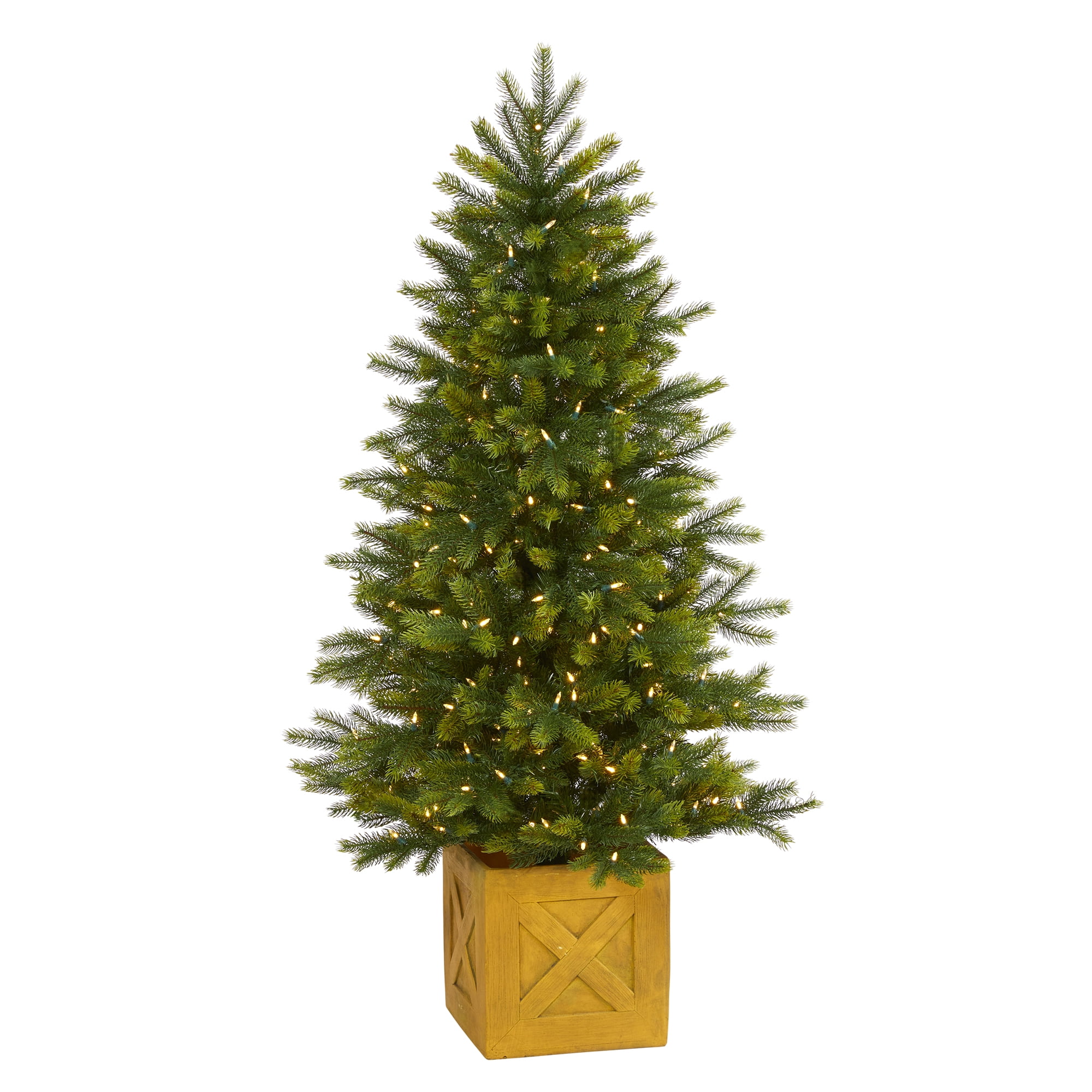 Nearly Natural 5' Manchester Fir Artificial Christmas Tree in Decorative Planter with 250 LED Lights