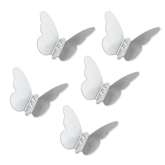 5PCS Stainless Steel Butterfly Wall Hooks for Towels, Clothes, Bathroom & Kitchen, Waterproof, Rustproof Decorative Hooks Silver