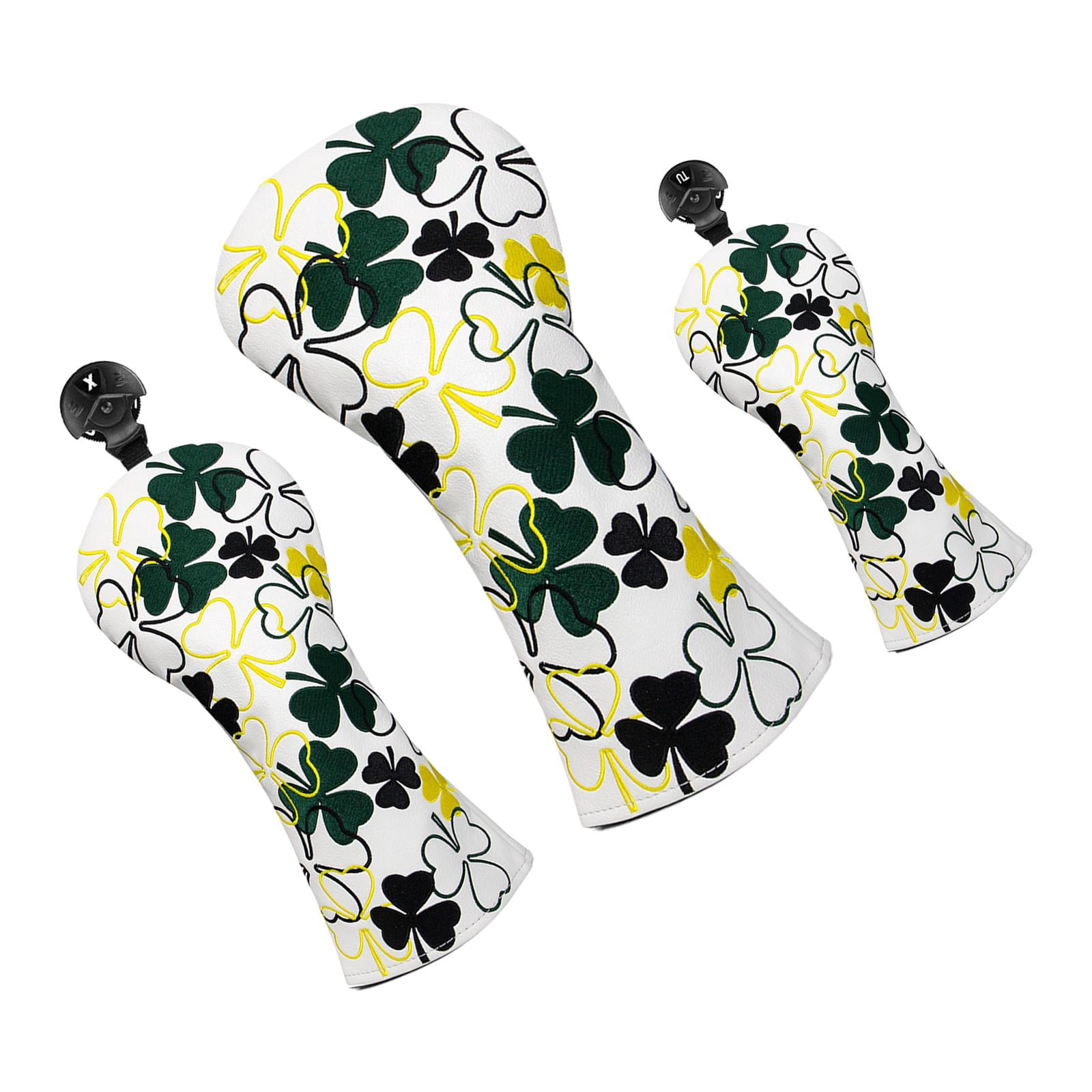 funtasica Water Resistant Patterned Embroidered Golf Club Headcover with Tags High Quality Fairway Wood Hybrid Headcover Headcover , White, Set