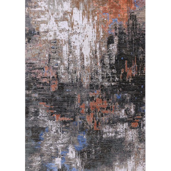 Ahgly Company Machine Washable Indoor Rectangle Industrial Modern Western Charcoal Gray Area Rugs, 5' x 8'