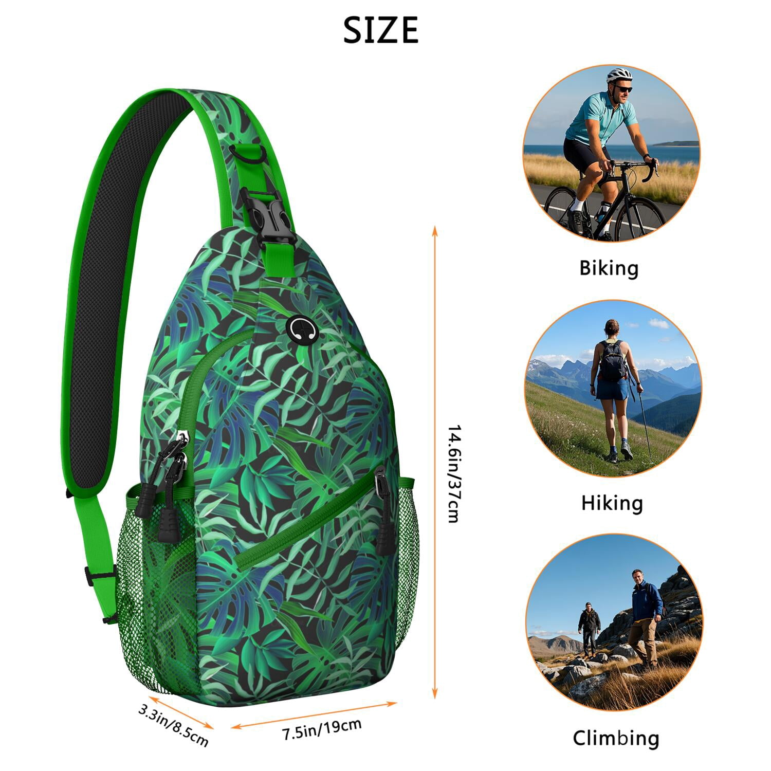 Resort Tropical Crossbody Bag - Anti-Theft Sling Bag with Secure Zippers - Versatile Wear for Commuting, Travel, Urban Style