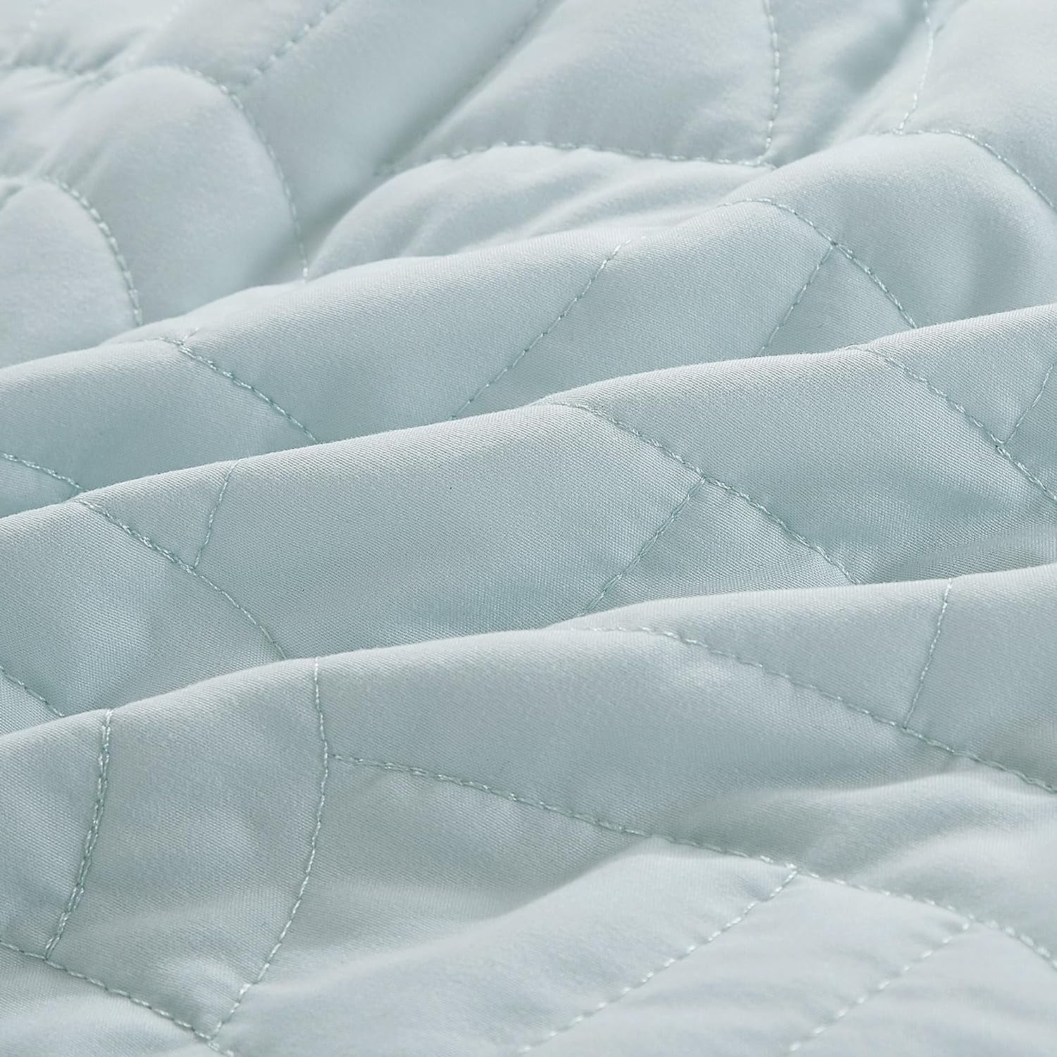 Chezmoi Collection 7-Piece Graceful Pale Blue Floral Chenille Pom Pom Embroidery Comforter Set, Queen