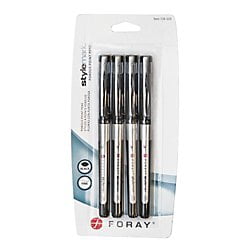 (R) Porous Point Pens, Fine Point, 0.5 mm, Silver Barrel, Black Ink, Pack Of 4, Office Supplies By FORAY From (Best Way To Remove Pen Ink From Clothes)