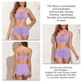 thumbnail image 5 of Women Bathing Suit 2 Piece Ribbed V Neck Spaghetti Strap Padded Front Drawstring Bikini Swimsuit Purple XL, 5 of 6