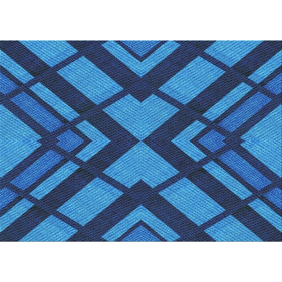 Ahgly Company Machine Washable Indoor Rectangle Transitional Deep Sky Blue Area Rugs, 6' x 9'