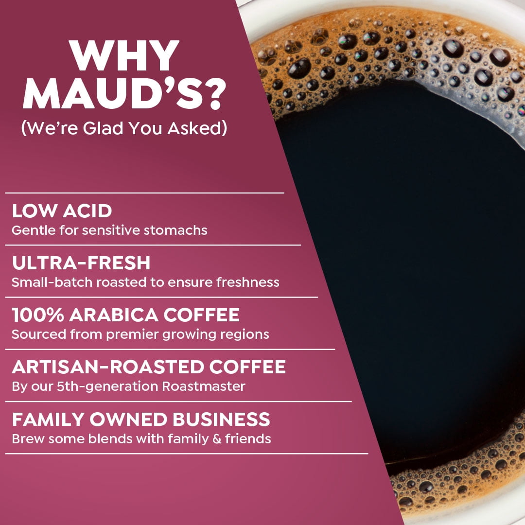 Maud's Original Flavored Coffee Pods Variety Pack, 80 ct, 9 Assorted Roasts, Dark & Medium Roast Coffee in Single Serve Pods – 100% Arabica Beans, Compatible with Keurig K Cups Maker
