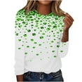 thumbnail image 3 of Feancey St Patricks Day Long Sleeve Tops for Women Trendy Shamrock Print T-shirts Dressy Casual Round Neck Blouse Loose Holiday Graphic Tees Green 5XL, 3 of 6